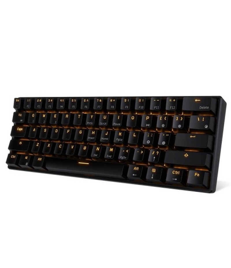 RK61 BT&amp;Wired Dual Mode Keyboard Yellow Backlight 61 Key Mini Mechanical Keyboard for Phone/Tablet Black with OUTEMU Blue Sw