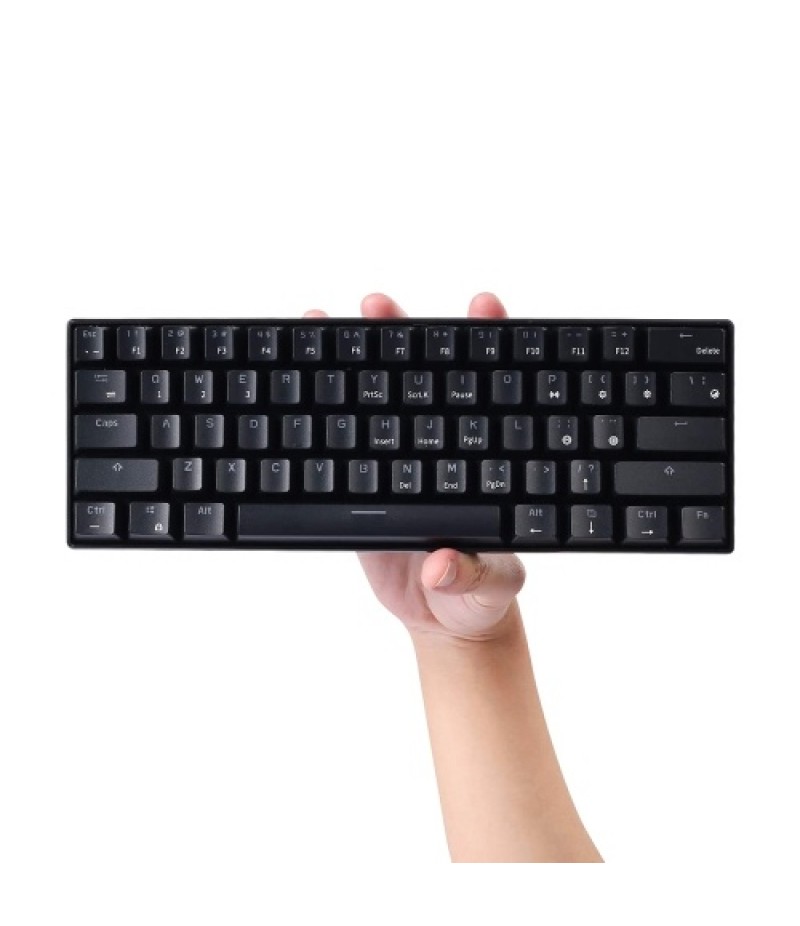 RK61 BT&amp;Wired Dual Mode Keyboard Yellow Backlight 61 Key Mini Mechanical Keyboard for Phone/Tablet Black with OUTEMU Blue Sw