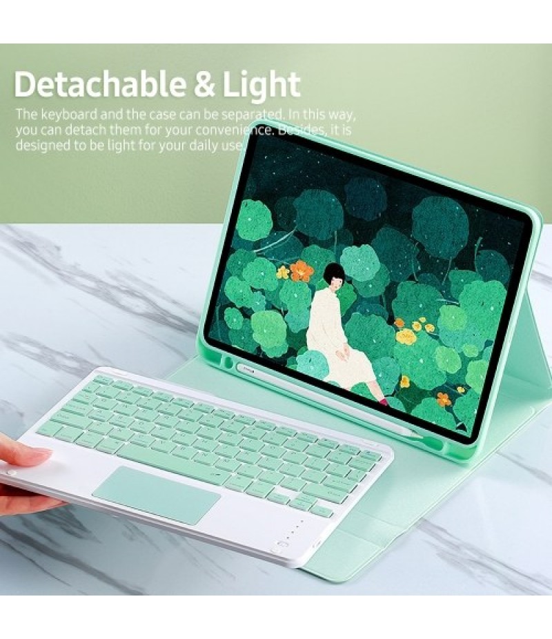 Detachable BT Keyboard Case with Touchpad Charging Pen Slot Compatible with iPad Pro11 2018/2020/ iPad air4 2020 Pink