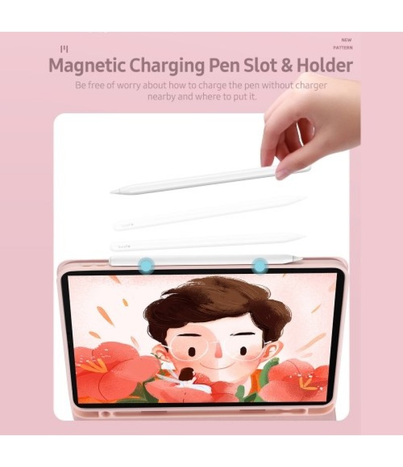 Detachable BT Keyboard Case with Touchpad Charging Pen Slot Compatible with iPad Pro11 2018/2020/ iPad air4 2020 Pink