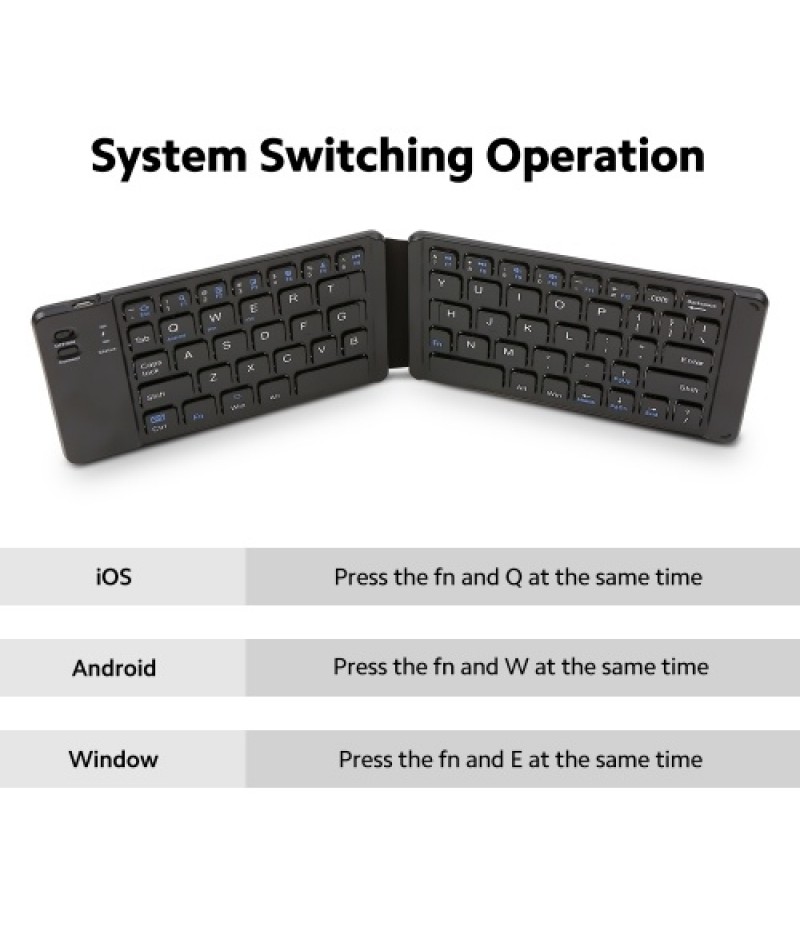 Convenient Folding BT Keyboard Compatibility Intelligent Matching Simple &amp; Compact Long-lasting Battery Life