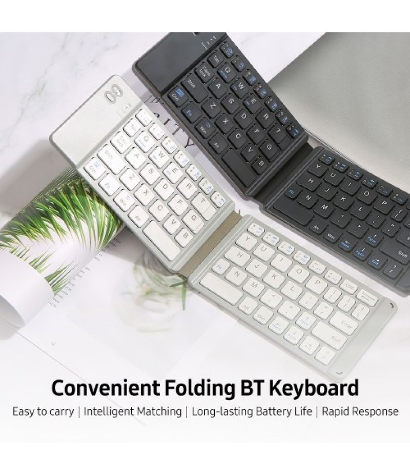 Convenient Folding BT Keyboard Compatibility Intelligent Matching Simple &amp; Compact Long-lasting Battery Life
