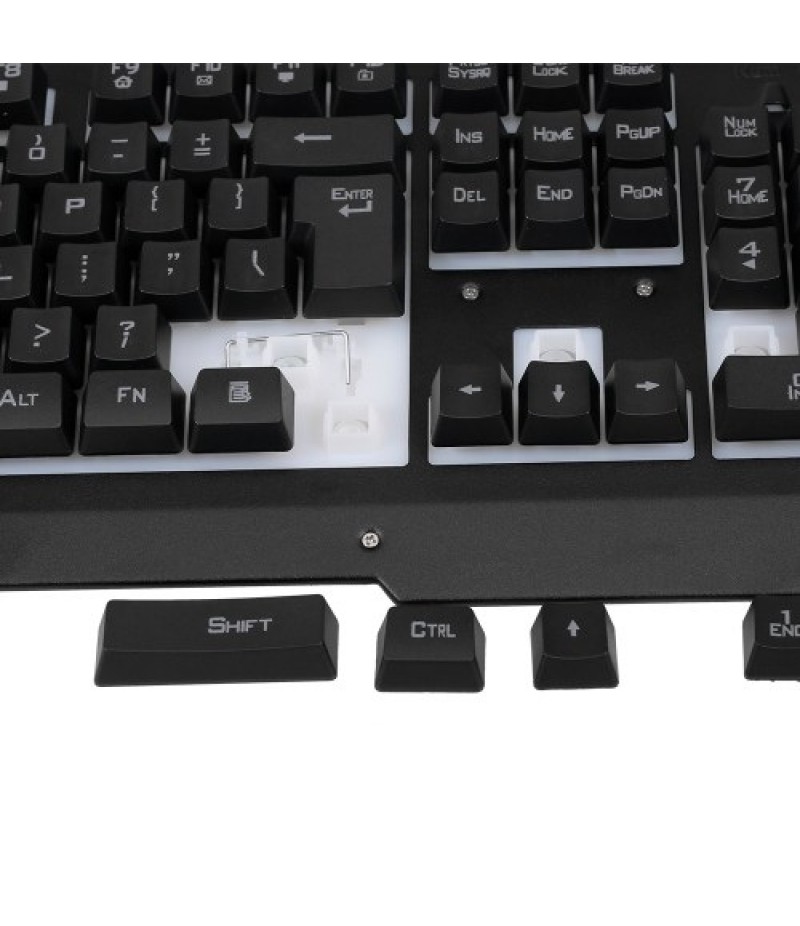 USB Wired Keyboard Rainbow Backlit with Metal Panel Suspended Keys for PC Computer(Black)