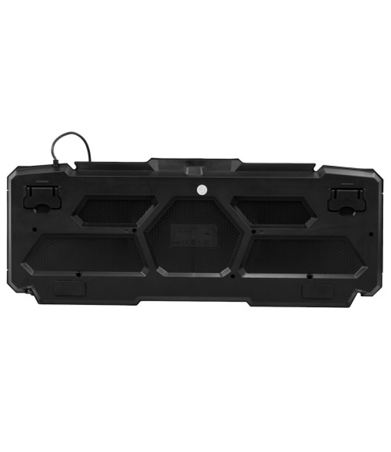 USB Wired Keyboard Rainbow Backlit with Metal Panel Suspended Keys for PC Computer(Black)