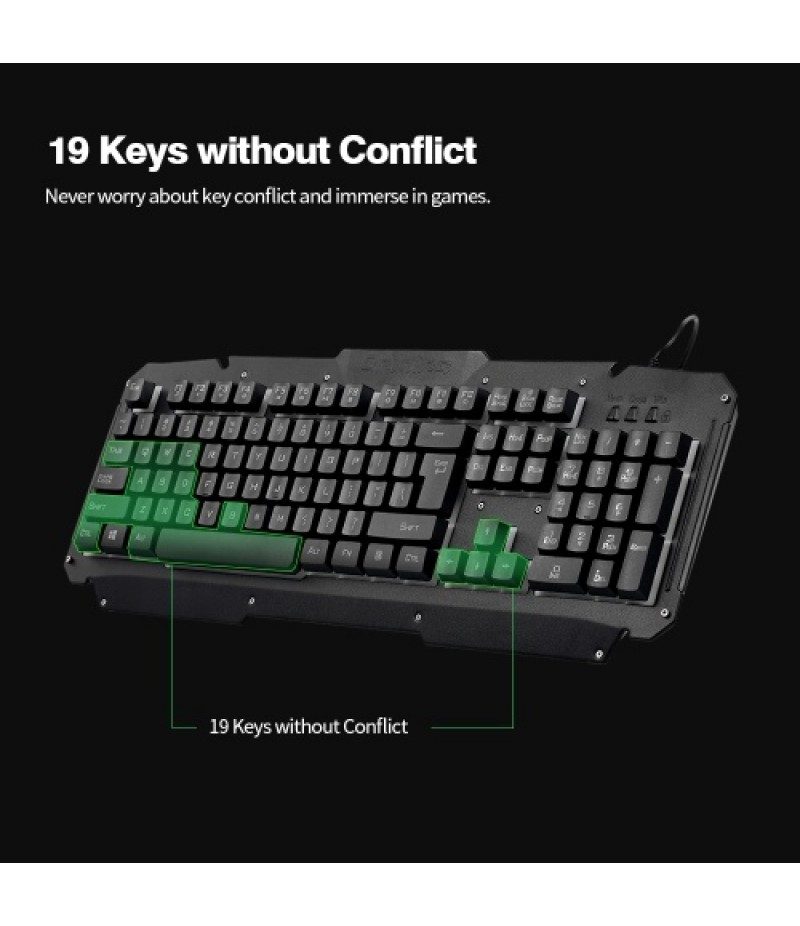 USB Wired Keyboard Rainbow Backlit with Metal Panel Suspended Keys for PC Computer(Black)
