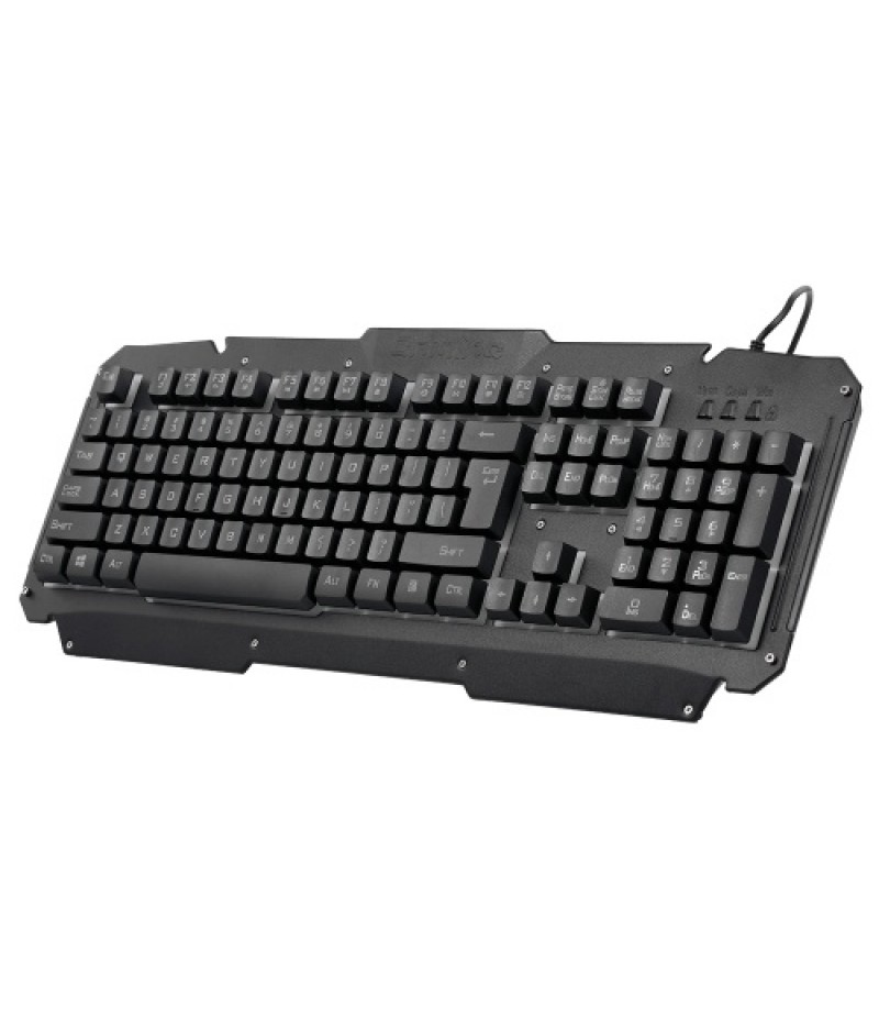 USB Wired Keyboard Rainbow Backlit with Metal Panel Suspended Keys for PC Computer(Black)