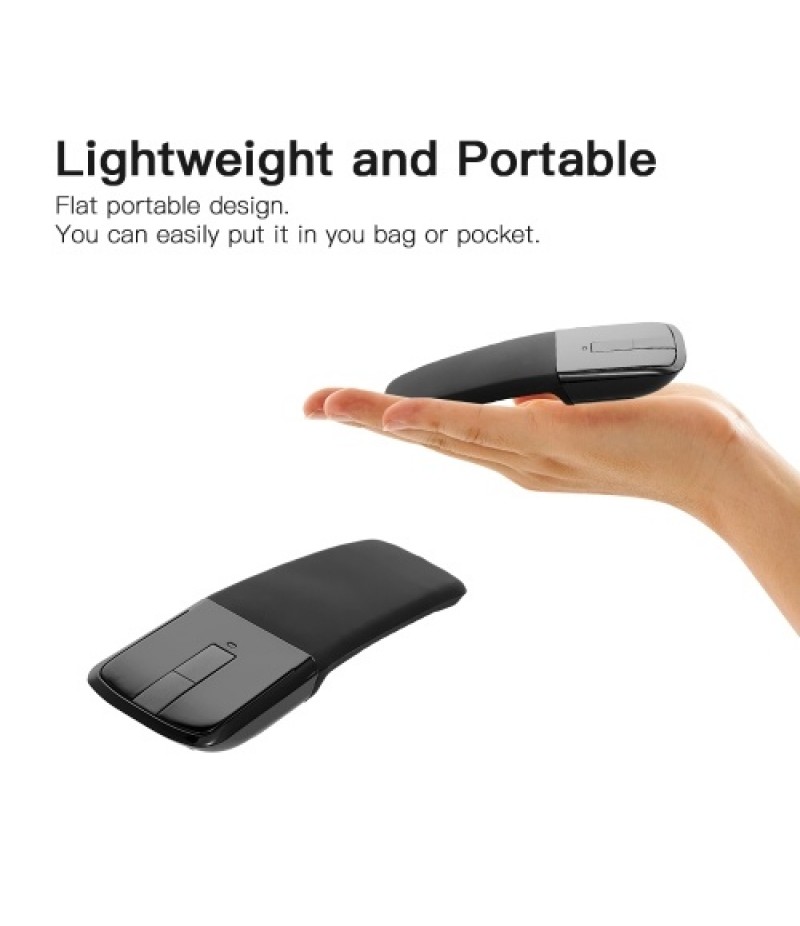 2.4G Wireless Mouse with USB Arc Mouse with Touch Function Folding Optical Mice with USB Receiver Bending Mouse for PC Laptop(Bl