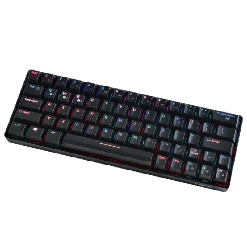 Compact Mechanical Multi-device Keyboard with 64 keys BT & Wired Mode 18 RGB Backlit Effects N-key Rollover Black Brown Swit