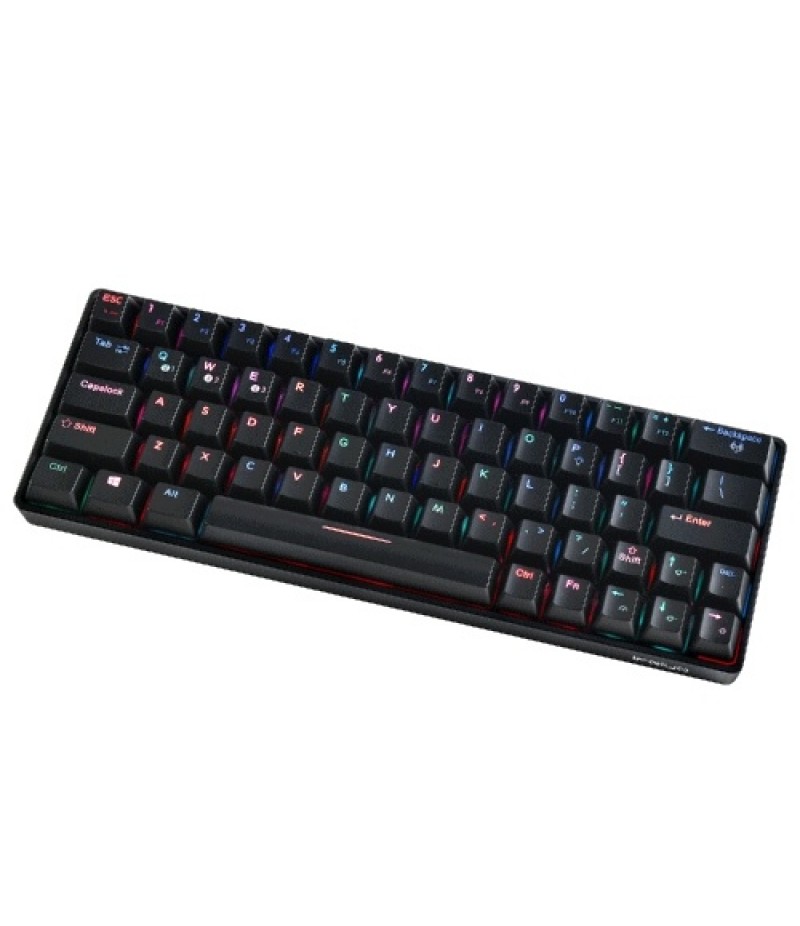 Compact Mechanical Multi-device Keyboard with 64 keys BT &amp; Wired Mode 18 RGB Backlit Effects N-key Rollover Black Brown Swit