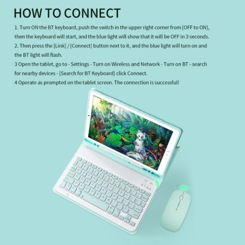 Tablet Wireless Keyboard and Mouse Combo Ultra-slim Design Rechargeable Battery for Smartphone Tablet Compatible with iPhone iPad