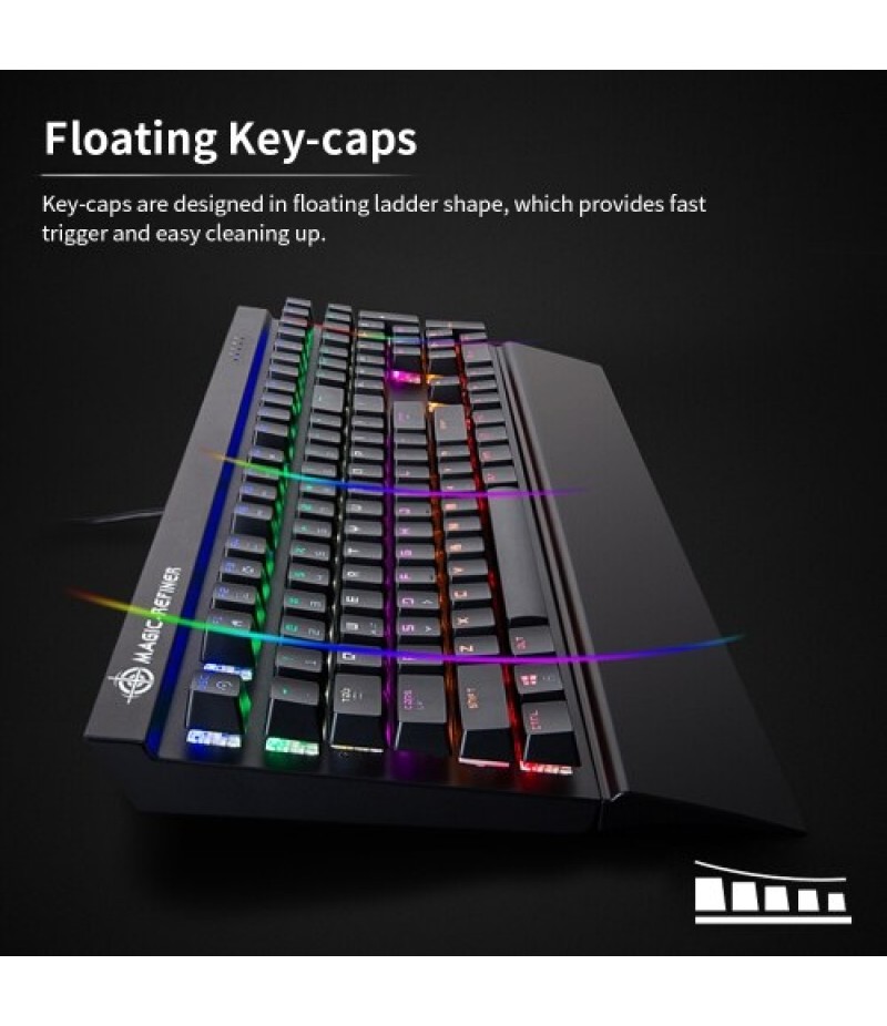Magic Refiner MK15 Gaming Mechanical Keyboard 108 Keys N Key Rollover Wired Keyboard Floating Keycaps 14 Light Effects Blue Swit