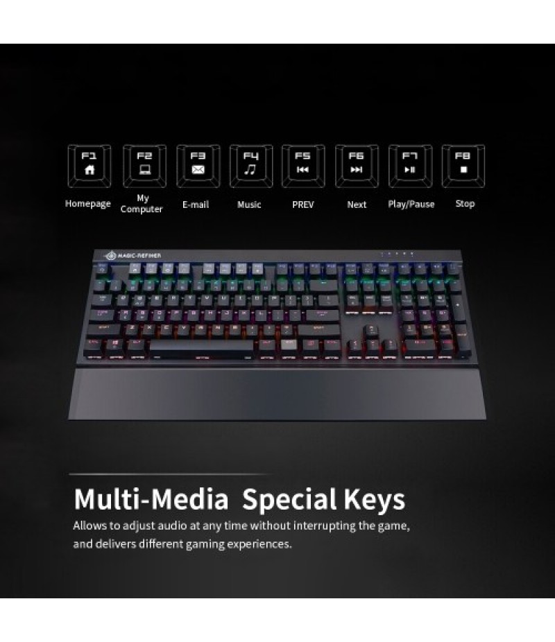 Magic Refiner MK15 Gaming Mechanical Keyboard 108 Keys N Key Rollover Wired Keyboard Floating Keycaps 14 Light Effects Blue Swit