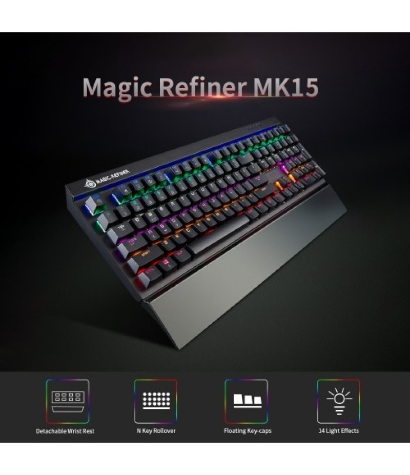 Magic Refiner MK15 Gaming Mechanical Keyboard 108 Keys N Key Rollover Wired Keyboard Floating Keycaps 14 Light Effects Blue Swit