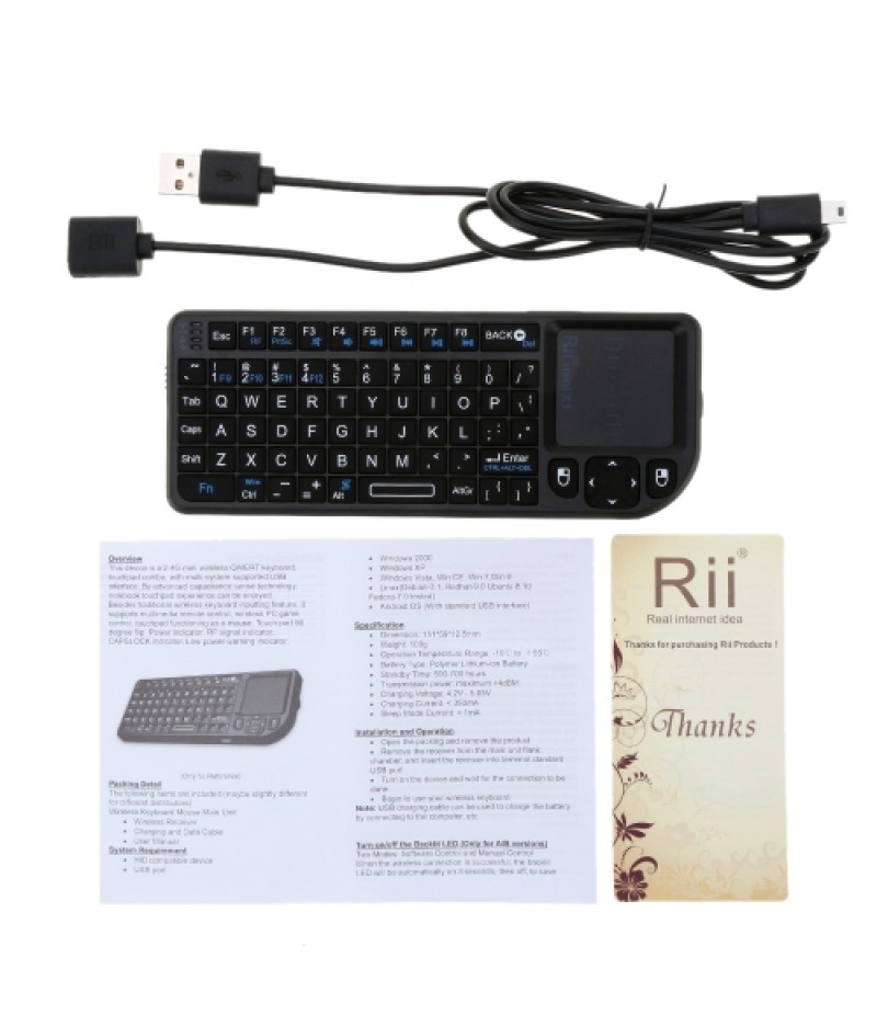 Rii mini X1 Handheld 2.4G Wireless Air Mouse Touchpad gaming keyboard for Phone Android TV Box PC Notebook