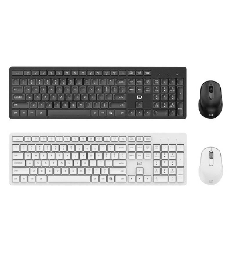 FUDE Wireless EK783 Keyboard &amp; Mouse Combo 2.4GHz Concave Button Set Smart Power-Saving Silent Clicks Slim Combo for Laptop,
