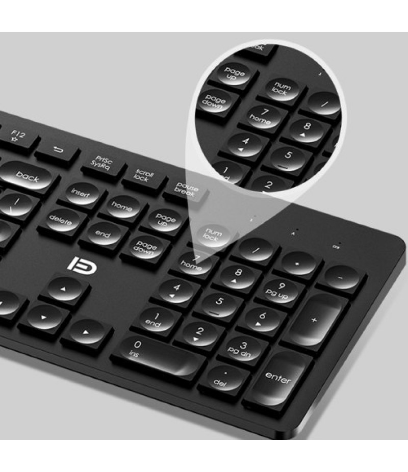 FUDE Wireless EK783 Keyboard &amp; Mouse Combo 2.4GHz Concave Button Set Smart Power-Saving Silent Clicks Slim Combo for Laptop,
