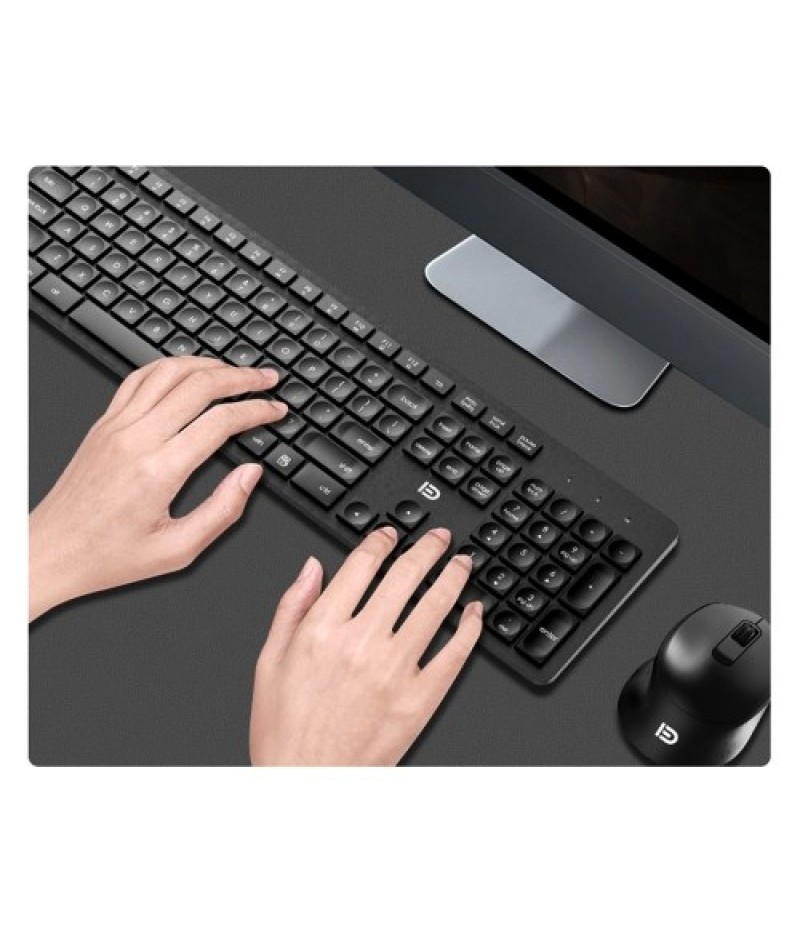 FUDE Wireless EK783 Keyboard &amp; Mouse Combo 2.4GHz Concave Button Set Smart Power-Saving Silent Clicks Slim Combo for Laptop,