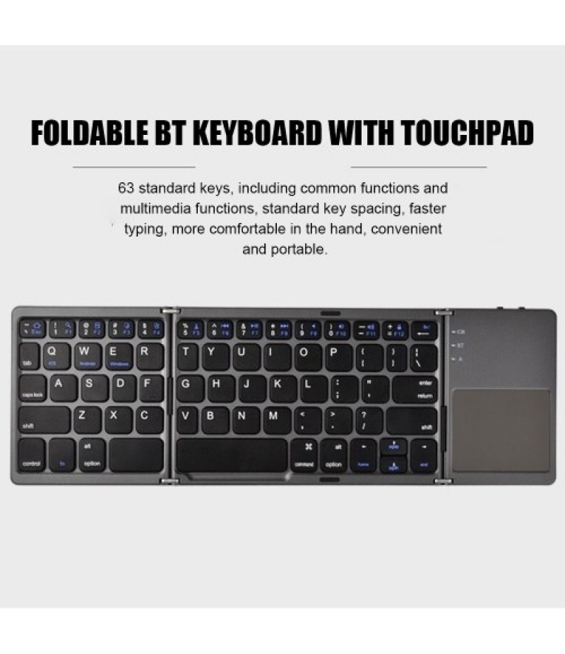 Foldable BT Keyboard with Touchpad for Phones Tablets Laptops PC Travel