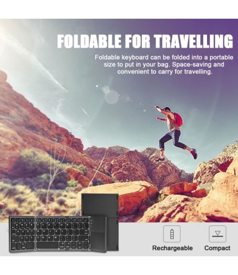 Foldable BT Keyboard with Touchpad for Phones Tablets Laptops PC Travel