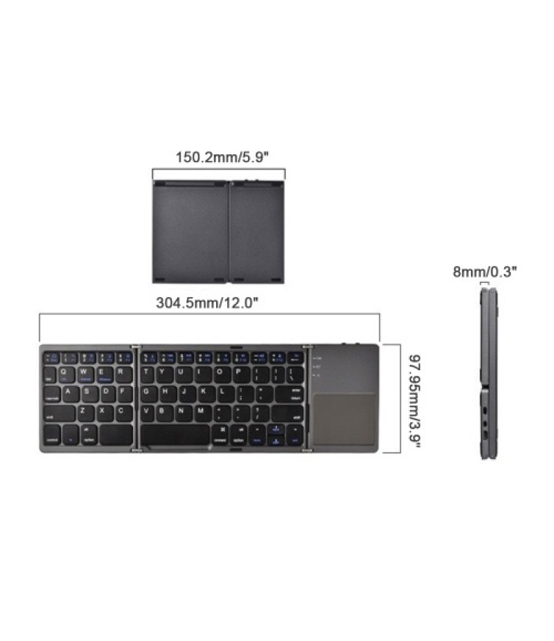 Foldable BT Keyboard with Touchpad for Phones Tablets Laptops PC Travel