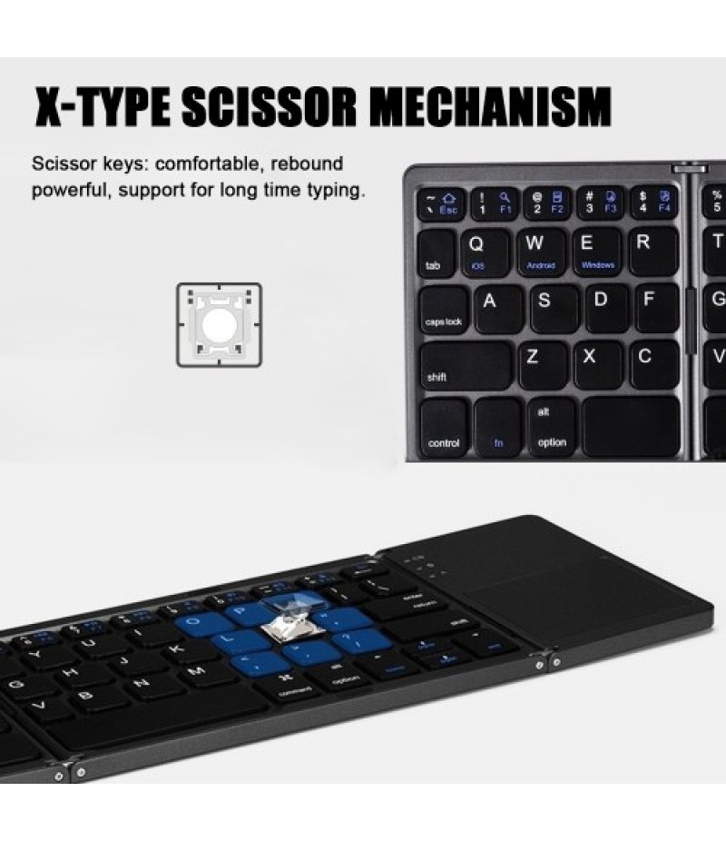 Foldable BT Keyboard with Touchpad for Phones Tablets Laptops PC Travel