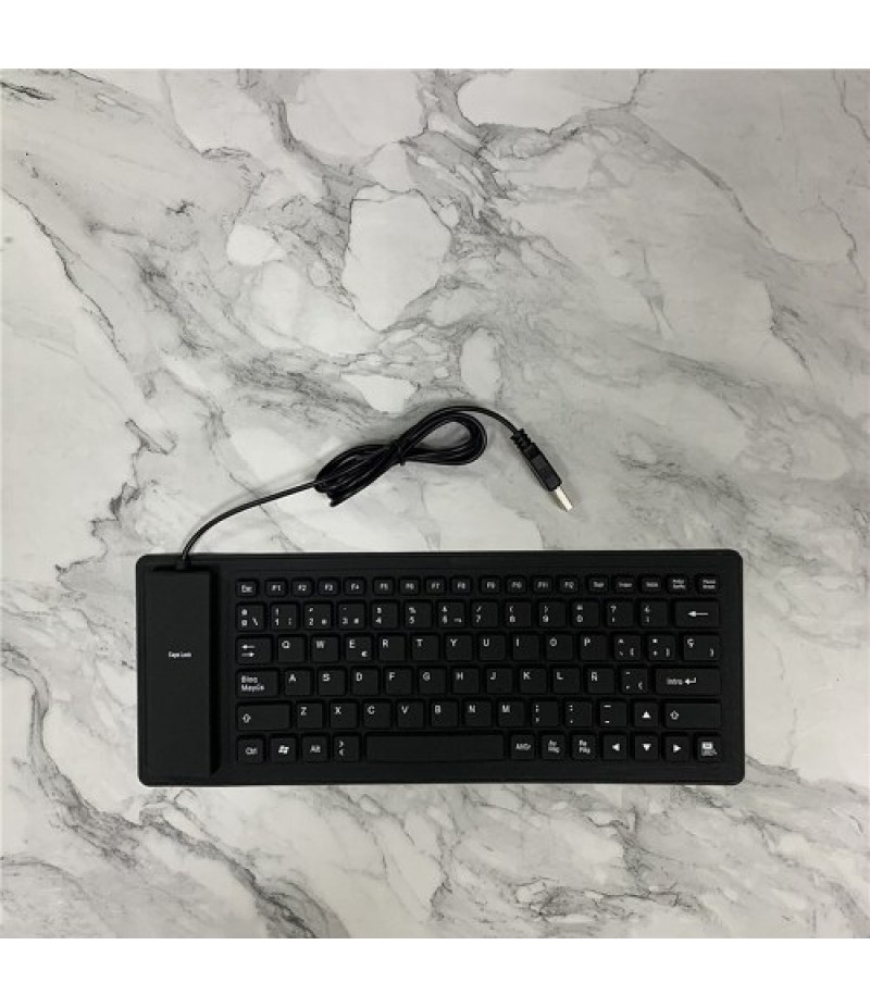 84 Keys Spanish USB Wired Silicone Keyboard Foldable Soft Silicone Waterproof Dustproof Keyboard for Desktop Computer Laptop