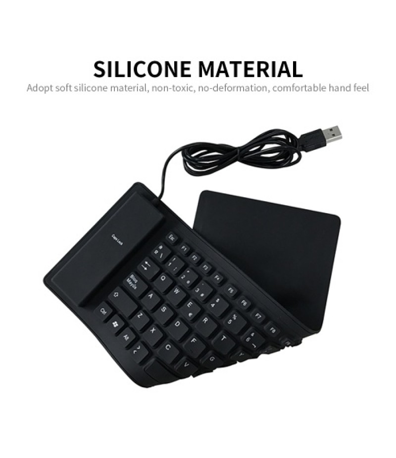 84 Keys Spanish USB Wired Silicone Keyboard Foldable Soft Silicone Waterproof Dustproof Keyboard for Desktop Computer Laptop