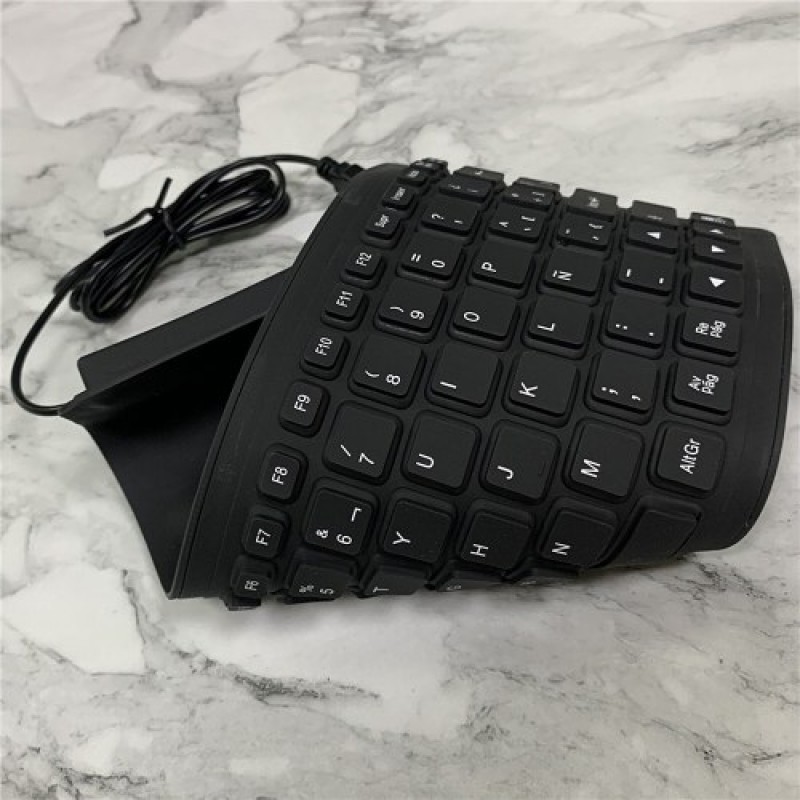 84 Keys Spanish USB Wired Silicone Keyboard Foldable Soft Silicone Waterproof Dustproof Keyboard for Desktop Computer Laptop