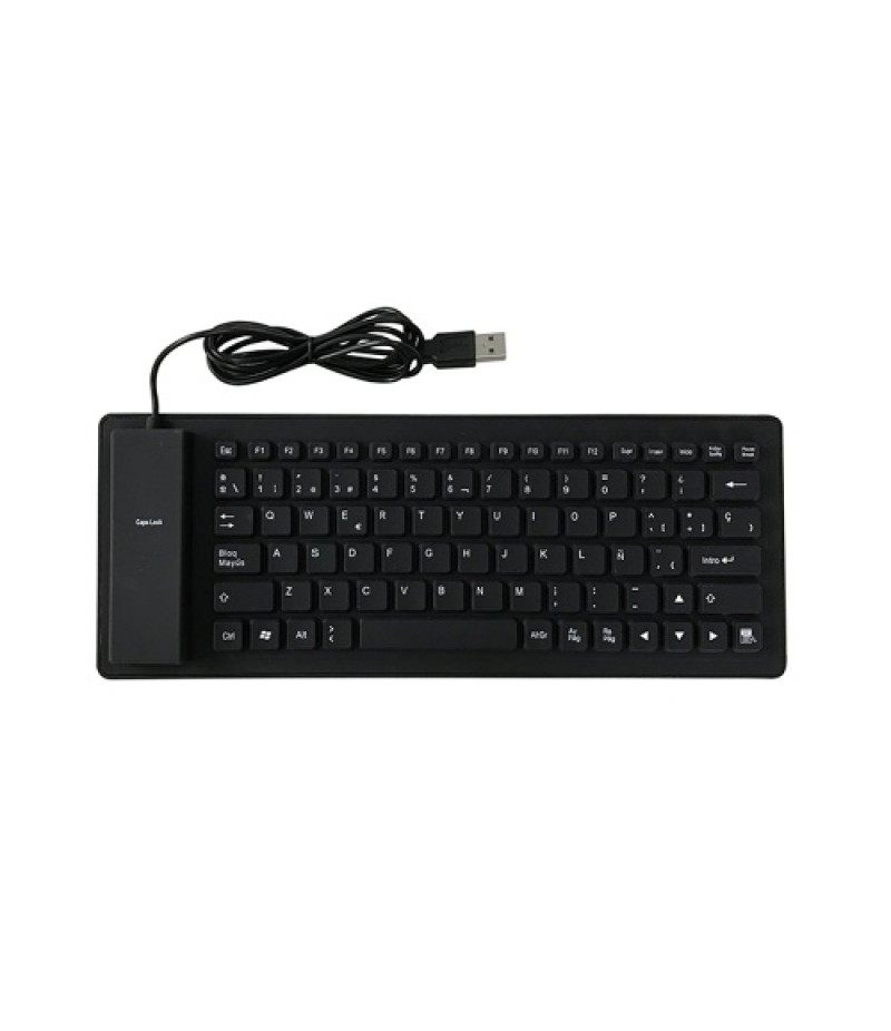84 Keys Spanish USB Wired Silicone Keyboard Foldable Soft Silicone Waterproof Dustproof Keyboard for Desktop Computer Laptop