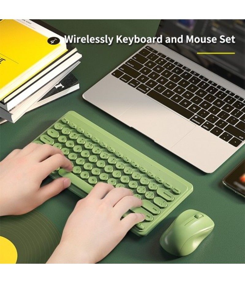 Wirelessly Keyboard and Mouse Slim Ergonomic USB Keyboard Mouse Combo Less Noise Keys Energy-saving Set for Windows Computer Des