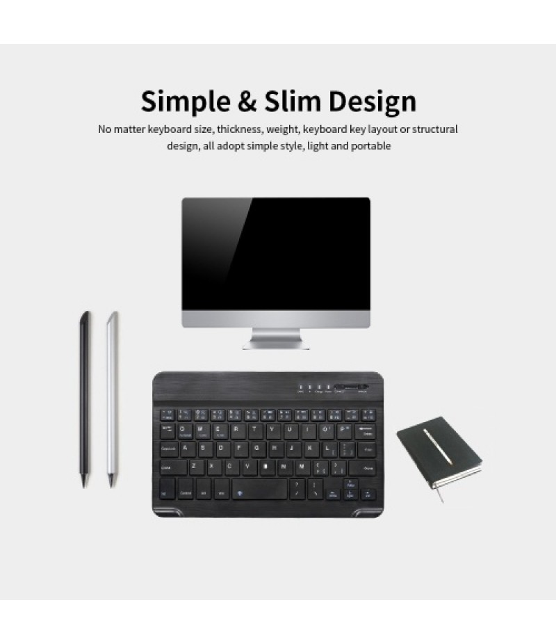 7-inch Wireless BT 3.0 Keyboard Mini Ultra-slim BT Keyboard for Tablet Smartphone Support iOS Windows Android Systems Black