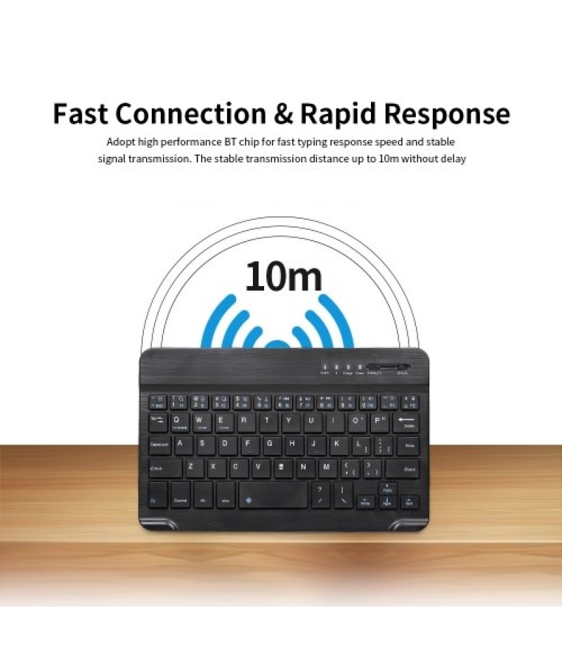 7-inch Wireless BT 3.0 Keyboard Mini Ultra-slim BT Keyboard for Tablet Smartphone Support iOS Windows Android Systems Black