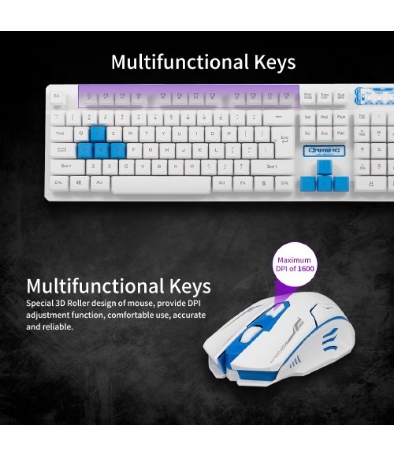 2.4G Wireless Keyboard and Optical Mouse Combo Suspended Keycap Adjustable Holder 3D Mouse for Office Work Game(Black)