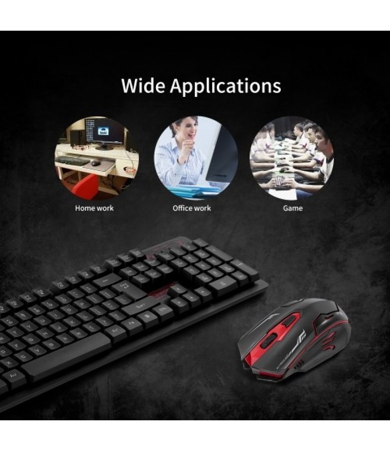 2.4G Wireless Keyboard and Optical Mouse Combo Suspended Keycap Adjustable Holder 3D Mouse for Office Work Game(Black)
