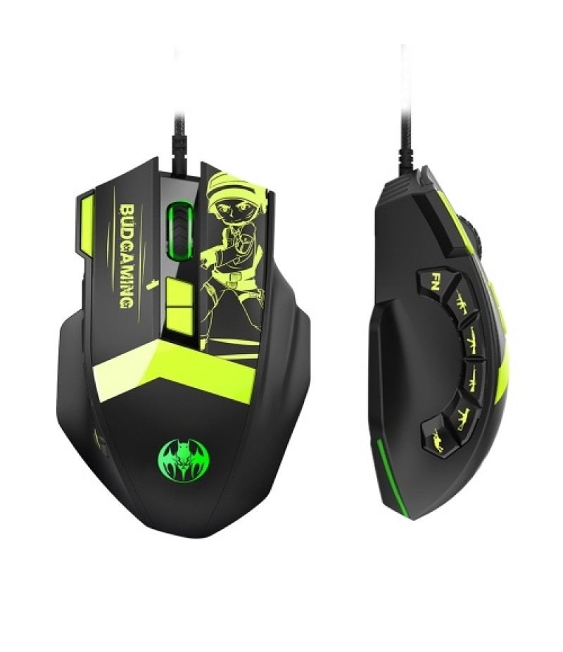Wired RGB Backlit Mouse 10000DPI Gaming Mouse with Adjustable Weights 7 Adjustable DPI 12 Programmable Buttons, Black