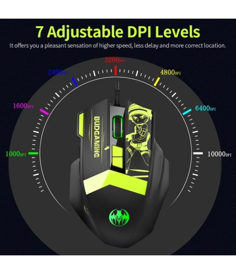 Wired RGB Backlit Mouse 10000DPI Gaming Mouse with Adjustable Weights 7 Adjustable DPI 12 Programmable Buttons, Black