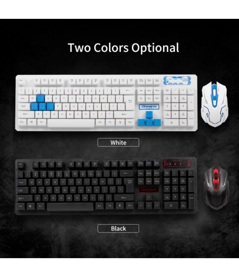 2.4G Wireless Keyboard and Optical Mouse Combo Suspended Keycap Adjustable Holder 3D Mouse for Office Work Game(Black)