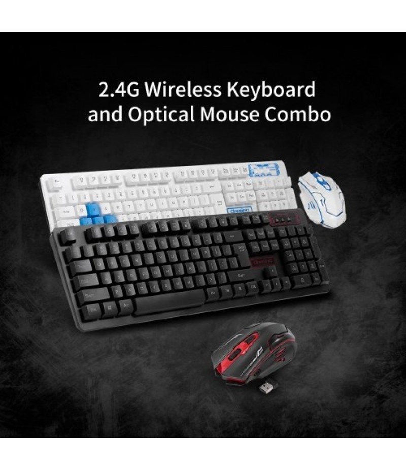 2.4G Wireless Keyboard and Optical Mouse Combo Suspended Keycap Adjustable Holder 3D Mouse for Office Work Game(Black)