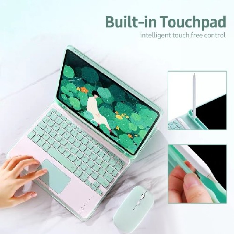 Keyboard Protective Case with Detachable BT3.0 Keyboard Touchpad/Pen Slot Compatible with iPad Pro 11(2018/2020) Pink
