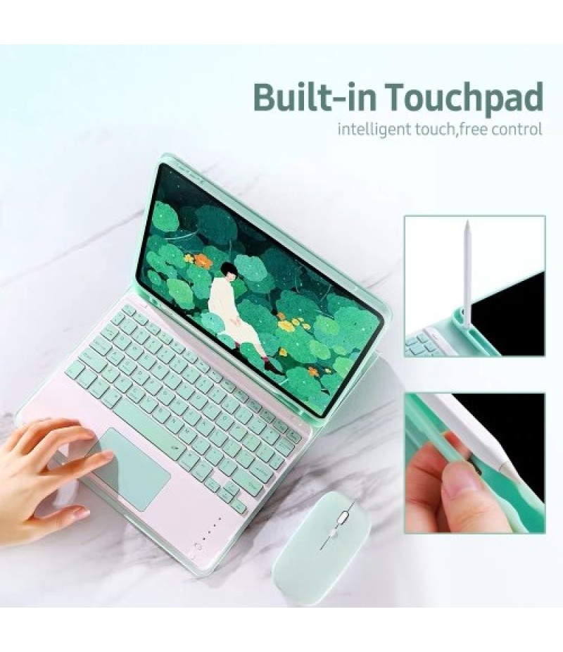 Keyboard Protective Case with Detachable BT3.0 Keyboard Touchpad/Pen Slot Compatible with iPad Pro 11(2018/2020) Pink