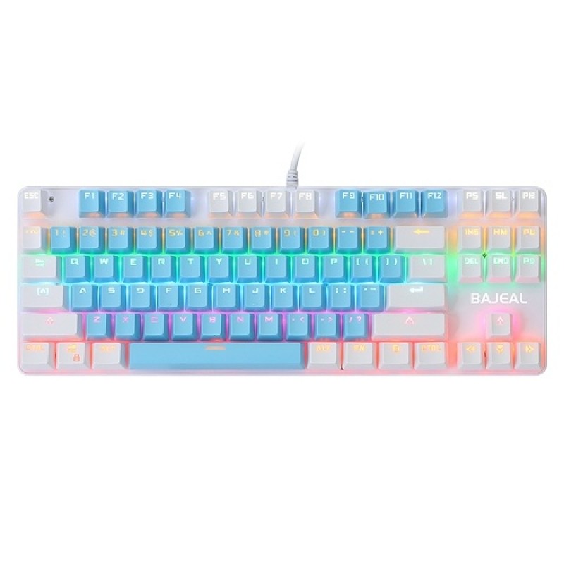 87 Keys Wired Mechanical Keyboard Mixed Light Mechanical Keyboard with Mechanical Blue Switch Suspension Button