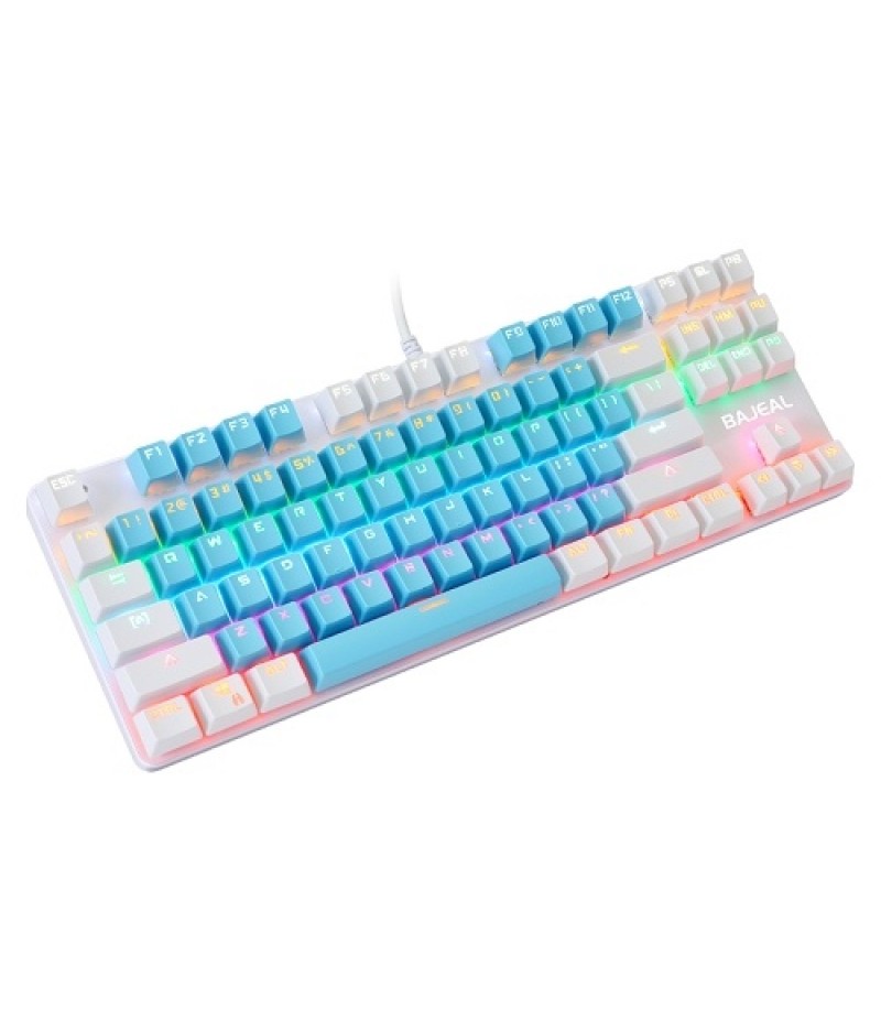 87 Keys Wired Mechanical Keyboard Mixed Light Mechanical Keyboard with Mechanical Blue Switch Suspension Button