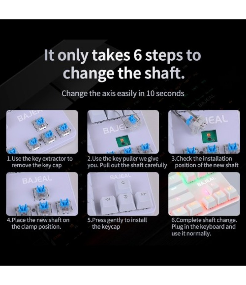 87 Keys Wired Mechanical Keyboard Mixed Light Mechanical Keyboard with Mechanical Blue Switch Suspension Button