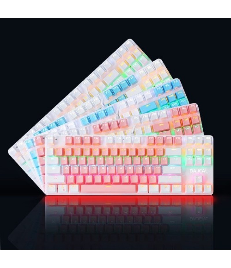 87 Keys Wired Mechanical Keyboard Mixed Light Mechanical Keyboard with Mechanical Blue Switch Suspension Button