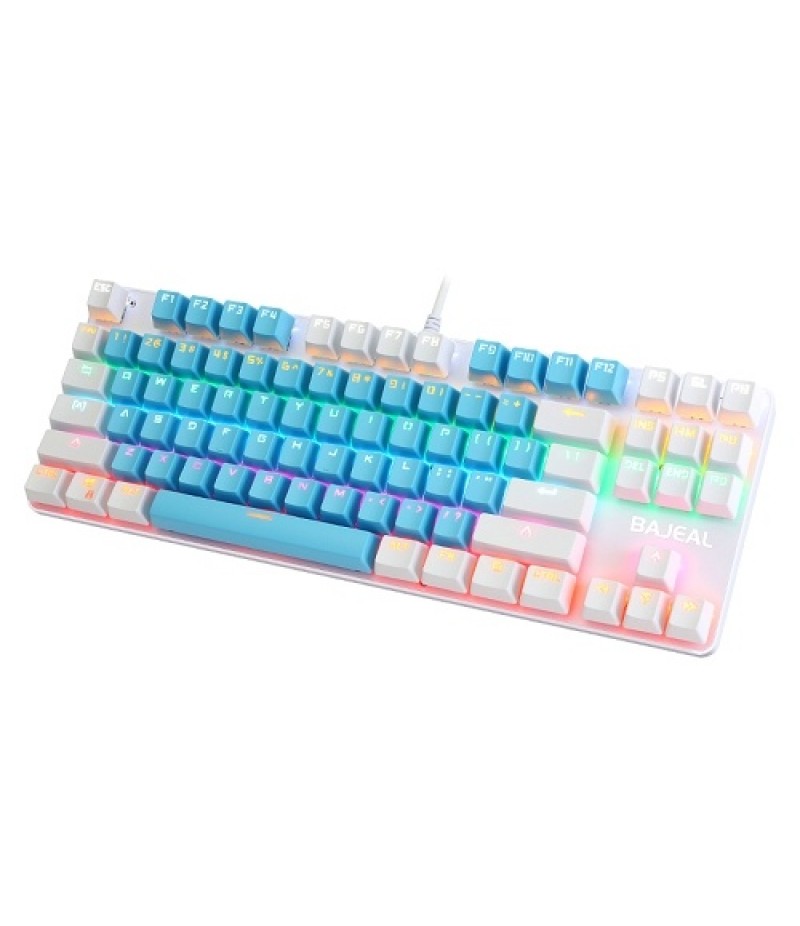 87 Keys Wired Mechanical Keyboard Mixed Light Mechanical Keyboard with Mechanical Blue Switch Suspension Button