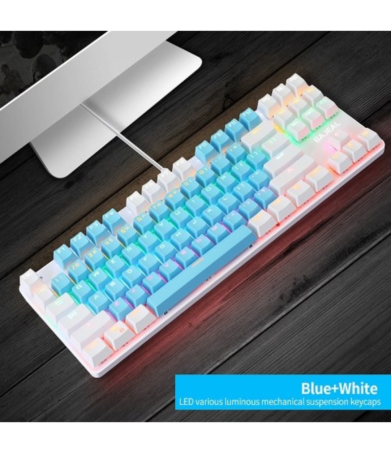 87 Keys Wired Mechanical Keyboard Mixed Light Mechanical Keyboard with Mechanical Blue Switch Suspension Button