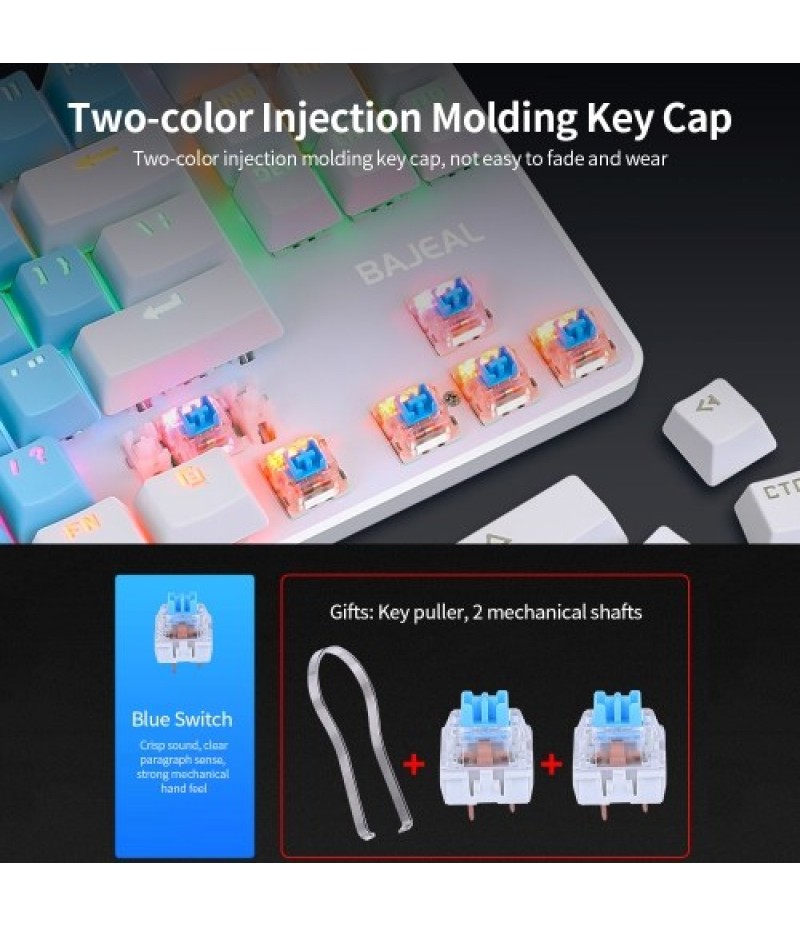 87 Keys Wired Mechanical Keyboard Mixed Light Mechanical Keyboard with Mechanical Blue Switch Suspension Button