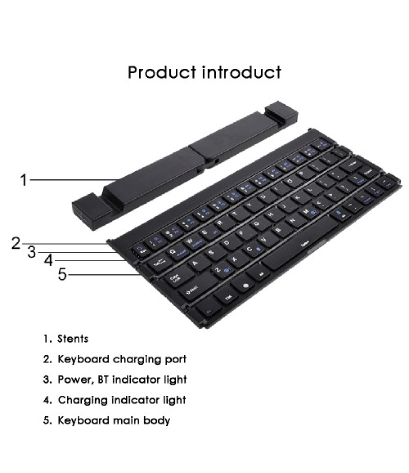 BK808 Mini Portable Wireless Folding Keyboard Dual Channel Foldable Keyboard