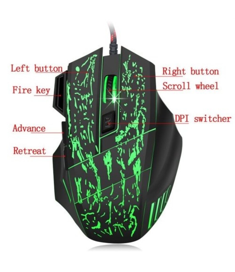 J60 Gaming Keyboard Mouse Combo Anti-ghosting Adjustable DPI Colorful Backlit