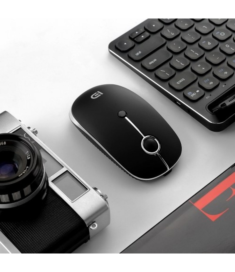 FD i331D 3 Mode 2000DPI Rechargeable Adjustable Mouse Wireless Mice with 2.4G USB Type C Bluetooth 4.0 Black